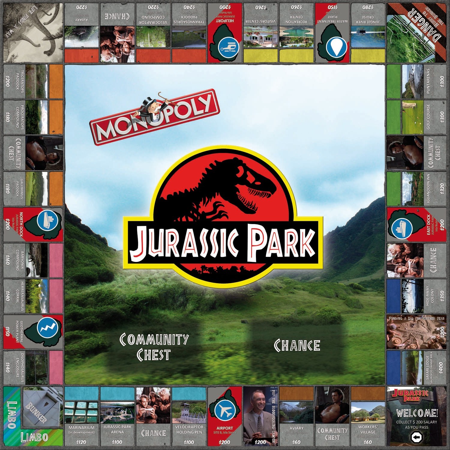 Spielbrett Jurassic Park Monopoly