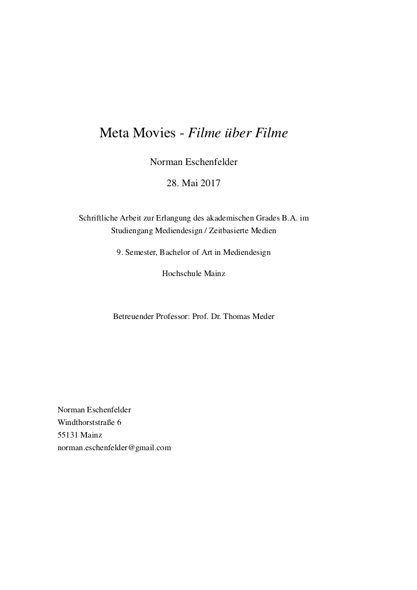 Titelblatt der Bachelor-Thesis